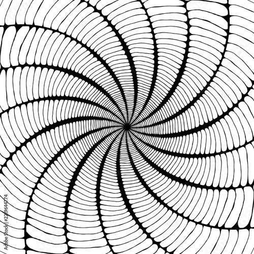 Black and White Abstract Optical Illusion Spiral Line Art