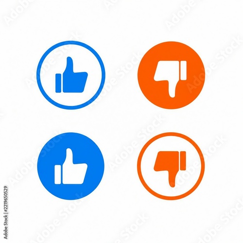 Upvote and downvote thumbs up and down icons set