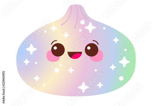 Kawaii squishy dumpling antistress toy. Cute squishy toy with a smiling face