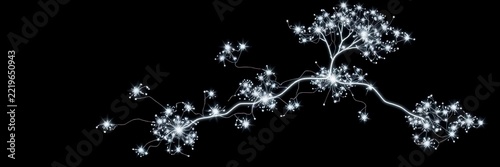 Abstract glowing neural network and branching tree structure concept