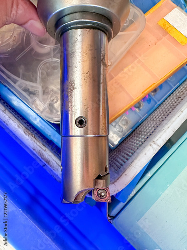 Milling tools in CNC machine shop.Accessories and tools 