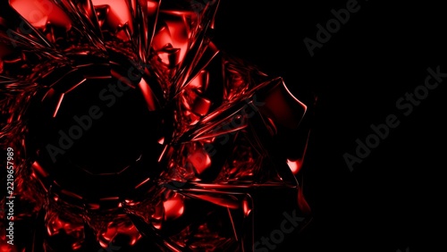 3d abstract iridescent glass shape on black background 4k wallpaper backdrop
