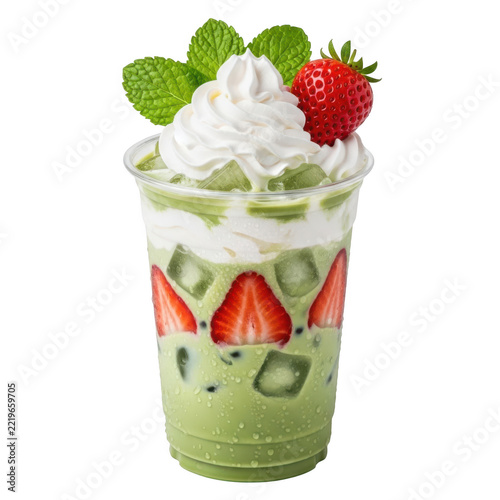 Iced matcha strawberry latte