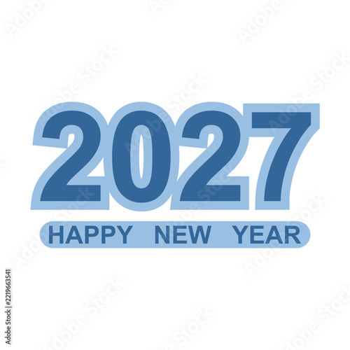 Happy New Year 2027 background illustration, blue
