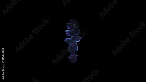 Abstract plant animation growing and unfolding on black background