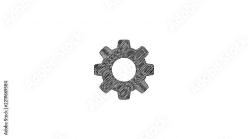Hand drawn animated rotating gear on white background