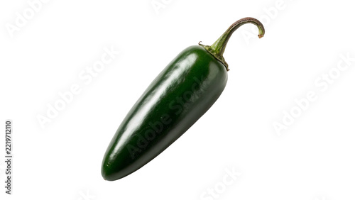 Whole fresh raw green jalapeno chili hot pepper isolated on transparent background