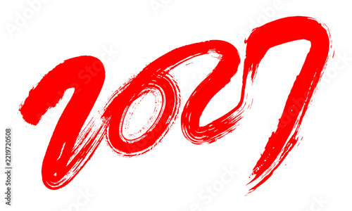 Red vector calligraphic number 2027