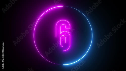 Neon 10 count down Glowing Futuristic Digital video
