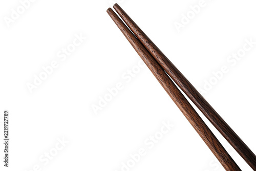 Wooden chopsticks isolated on white background for product catalog, ecommerce, advertising and commercial design projects