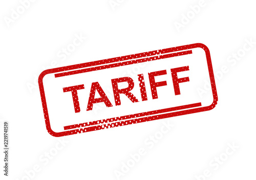 Red vintage tariff stamp with bold text illustration