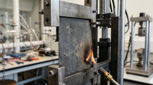 Material Undergoing Flame Testing in a Laboratory Setting