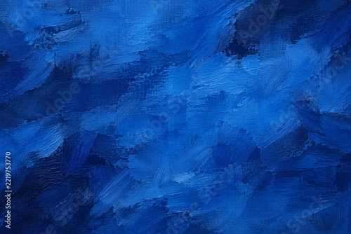 Layered Cobalt and Navy Blue Brushwork on a Textured Abstract Canvas