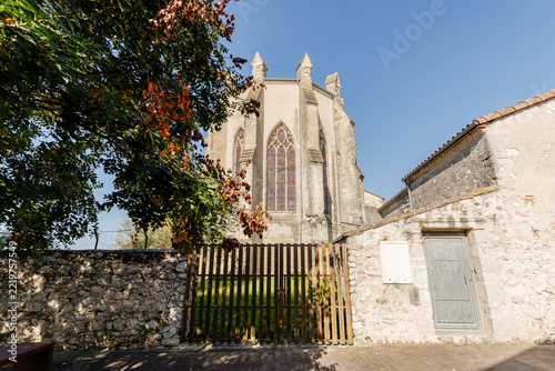 Gothic stained glass windows of a historic village church in France