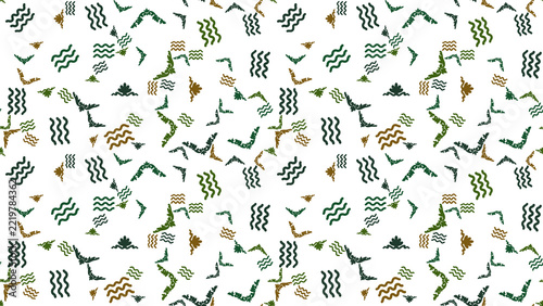 Seamless pattern of wavy lines and decorative elements
