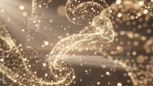 glass shattering into glowing golden particles revealing a bright pathway   
