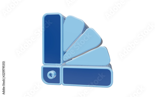 Creative color palette fan guide isolated on transparent background as 3d icon for design software and graphic artist tools