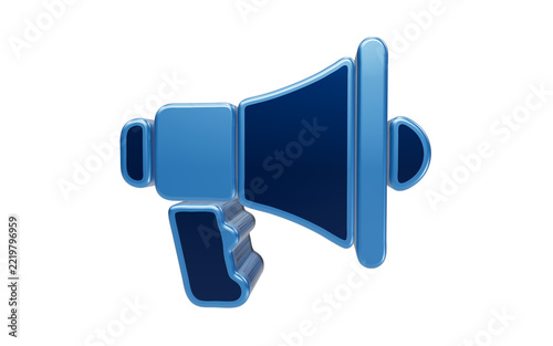 Blue megaphone icon isolated on transparent background for marketing announcements and promotional alerts