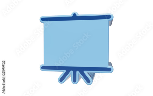 Blue projection screen 3d icon isolated on transparent background for business presentation and educational meeting concepts and digital display elements for modern graphic design projects
