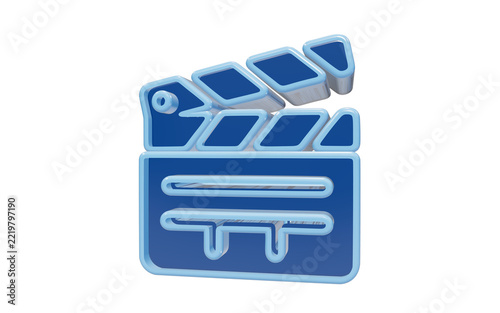Cinema film clapperboard 3d icon isolated on transparent background for movie production and video editing software interfaces and creative media studio branding projects