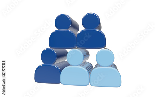Layered 3D people icon representing a team or organization isolated on transparent background