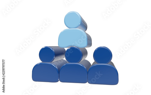 Leadership 3D icon with a highlighted team leader isolated on transparent background for business