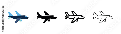 Commercial Airplane Aircraft Icons for Global Travel and Air Transport
