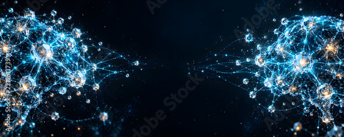 AI-generated Abstract Crystal Node Matrix with Cyan Light, AI Neural Network and Distributed Computing Concept