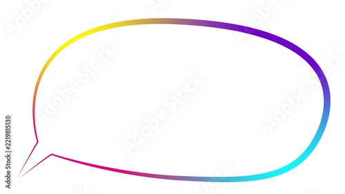 Animated colorful blank speech bubble symbol. Doodle of chat balloon with copy space. Linear multicolored cloud bubble, dialog balloon, empty conversation message isolated on white background. Looped 