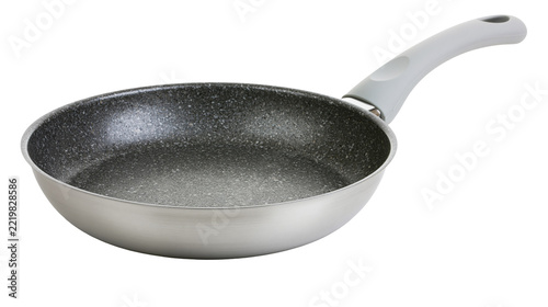 Obraz na plátně Nonstick frying pan with speckled granite coating and grey ergonomic handle