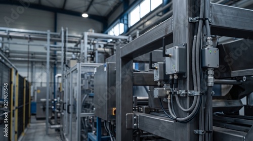 Industrial Machinery And Control Boxes In Manufacturing Plant   