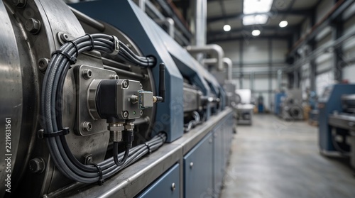 Industrial Machinery And Control Unit In Manufacturing Plant   