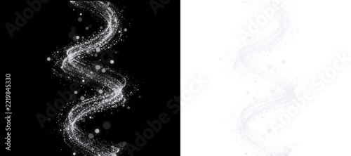 Silver Glitter Swirl, sparkling white spiral trail for elegant design