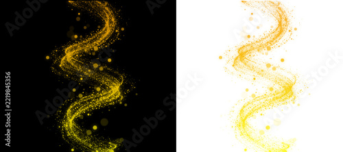Golden Glitter Swirl, sparkling light spiral trail for festive design