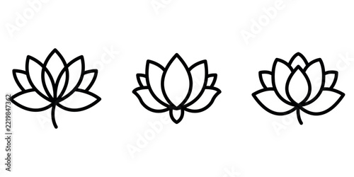 lotus-flower  outline or line icon design bundle.