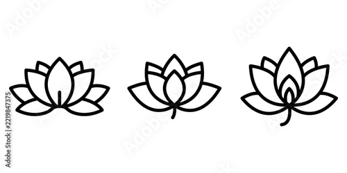 lotus-flower  outline or line icon design bundle.