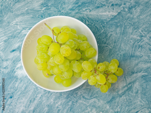 Green grape fruit still life top view