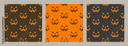 Jack-o'-Lantern seamless clipart pattern. Halloween Pumpkin. Hand drawn Vector
