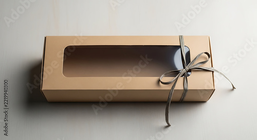 Elegant gift box mockup with ribbon, blank spaces for text mockup, blank spaces for text