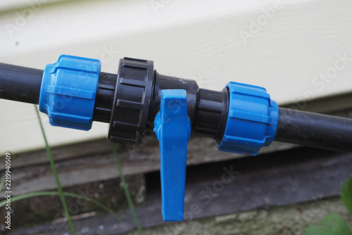 Plastic valve on the water supply line