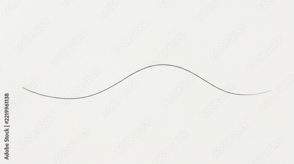 Obraz premium Simple undulating black line on vast white canvas.