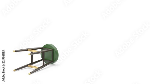 Falling wooden bar stool on white background