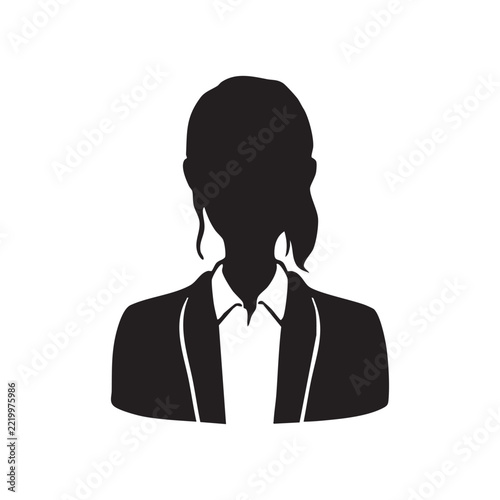 スーツ姿の女性シルエットイラスト　ビジネス上半身黒