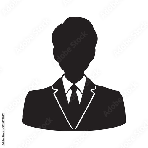 スーツ姿の男性シルエットイラスト　ビジネス上半身黒