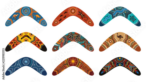 Australian Boomerangs Collection: Indigenous Art, Wildlife & Patterns