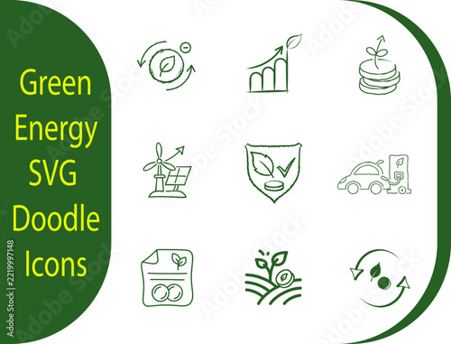 Green Energy SVG Investment Doodle Icon Bundle Vector