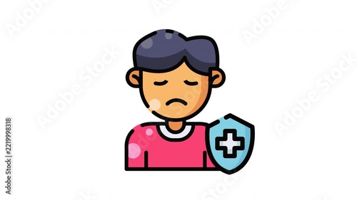 Unhappy patient doctor icon highlights insurance needs, safety coverage, medical protection, patient services, health campaigns, websites, presentations, and insurance brochures.