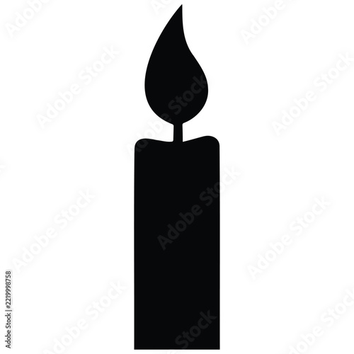 Black candle silhouette with a single flame for light and ambiance in darkness.