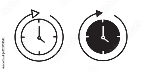 Time forward icon flat outline in black
