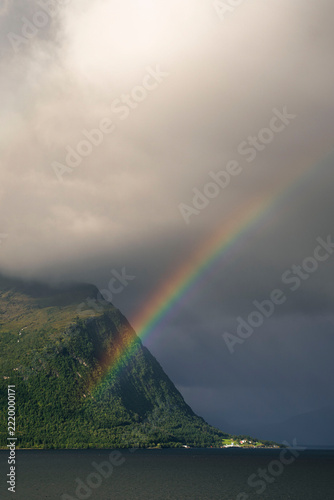 rainbow over the fjord in Norway